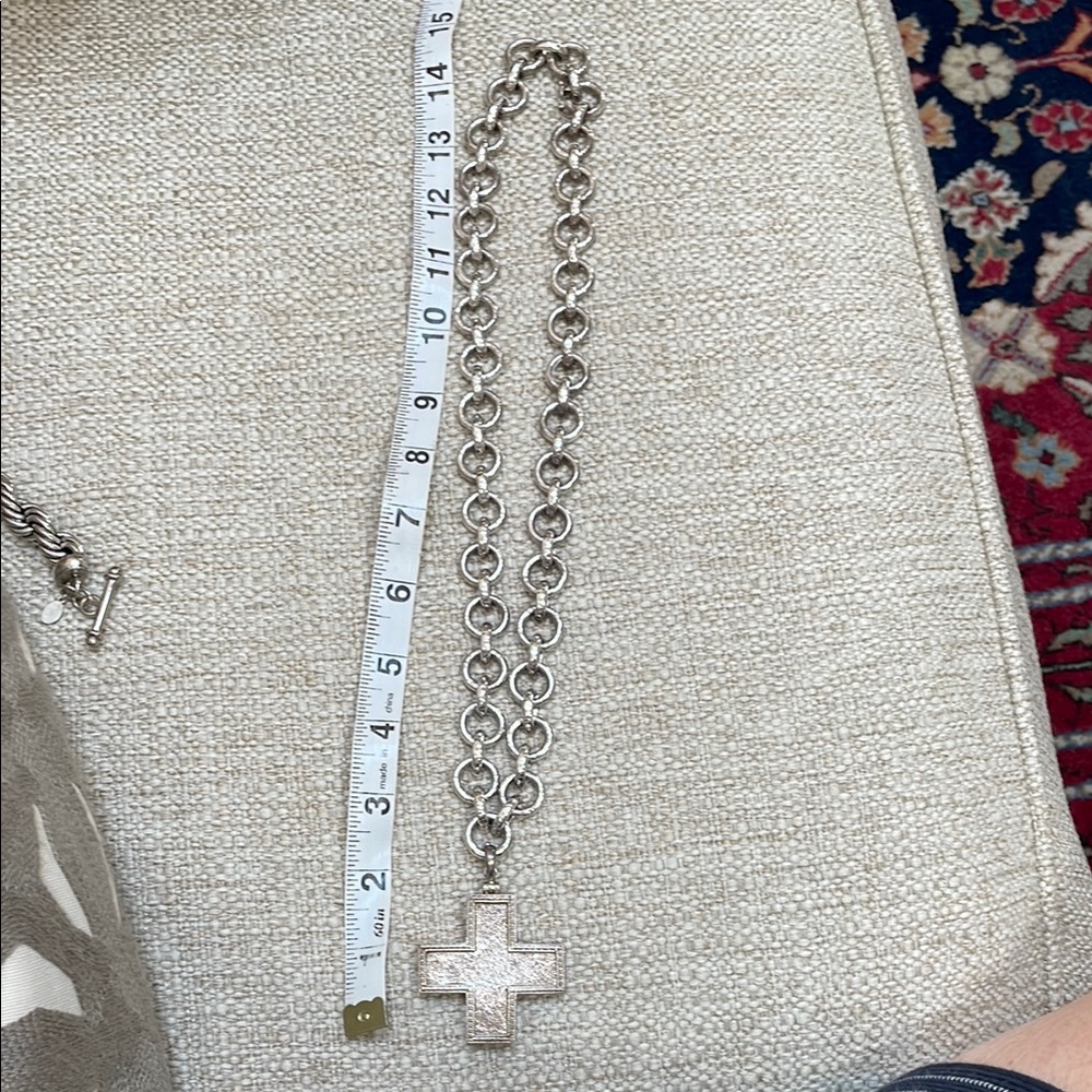 Sterling Silver Chain Necklace with Sterling Cross Pendant